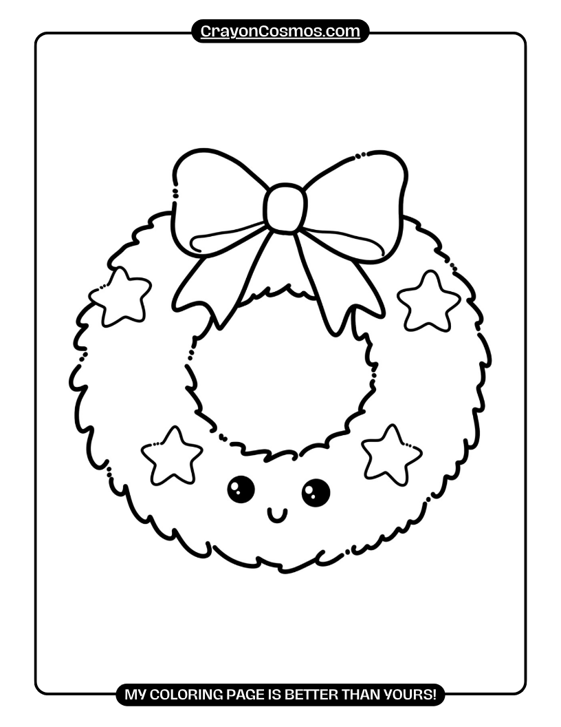 10.A-cute-Christmas-wreath-with-face-Coloring-Pages