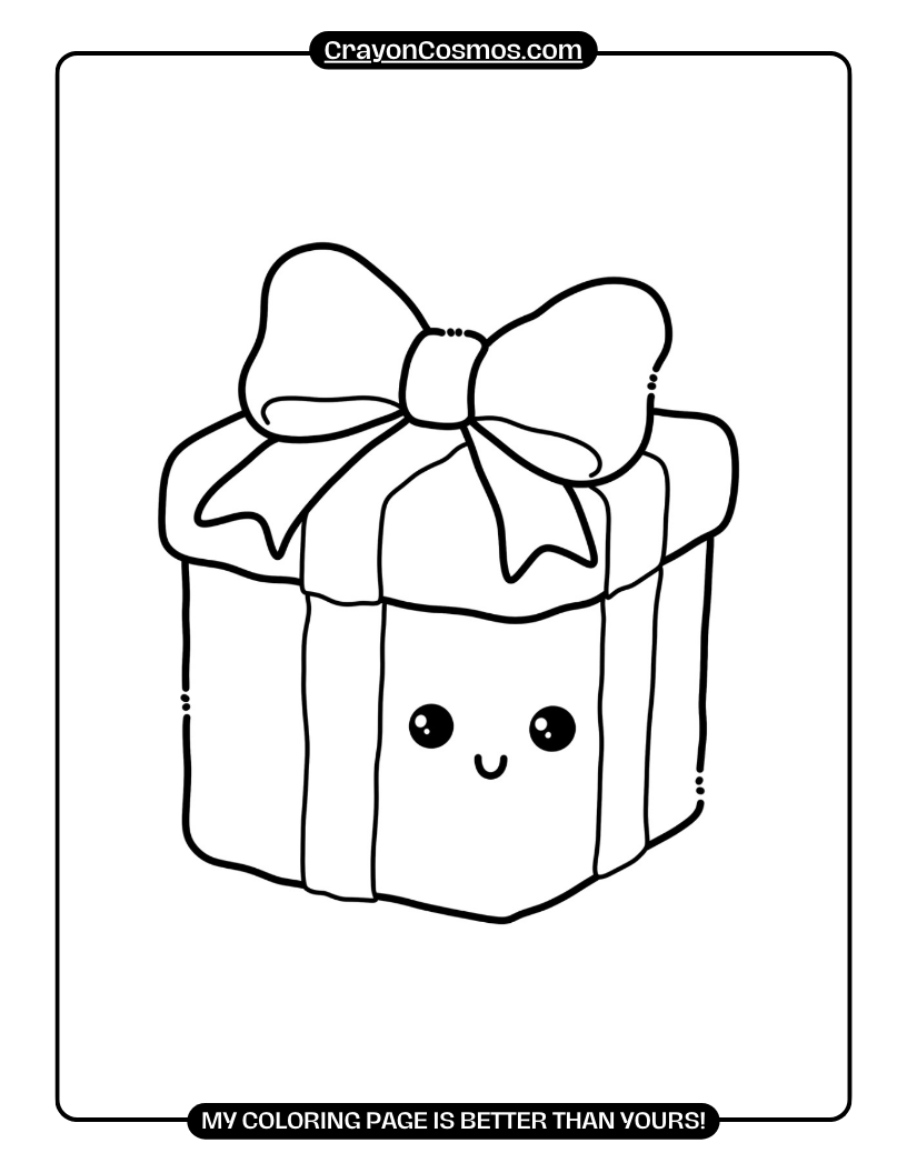 13.A-cute-gift-box-with-face-Coloring-Pages