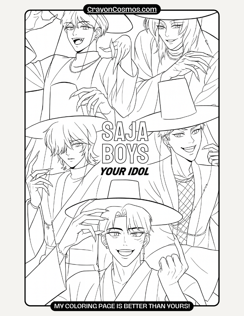 35 Saja Boys Coloring Pages For Adults And Teens K Pop Demon Hunters 