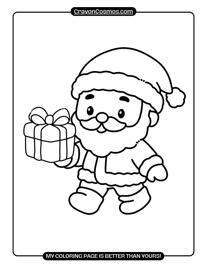 25.Santa-walking-with-a-gift-box-Coloring-Pages