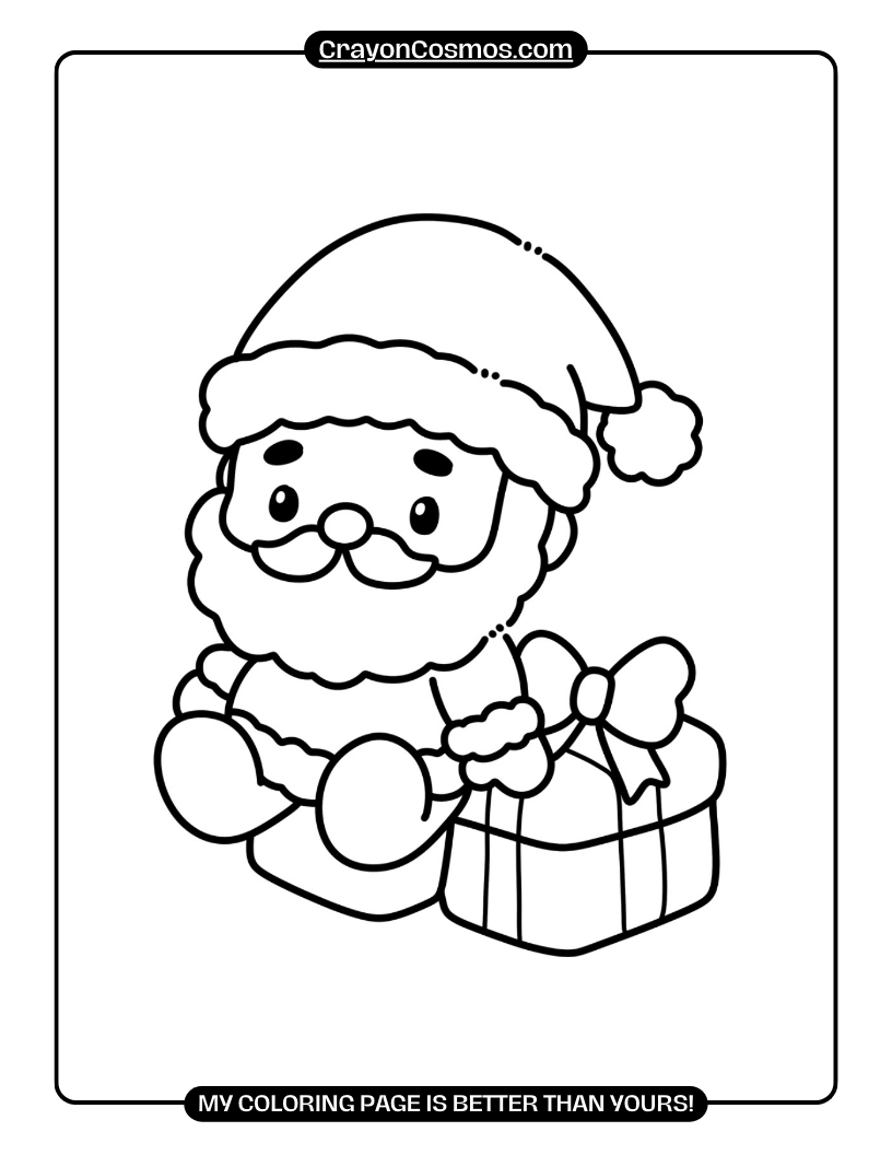 26.Santa-sitting-next-to-a-gift-Coloring-Pages