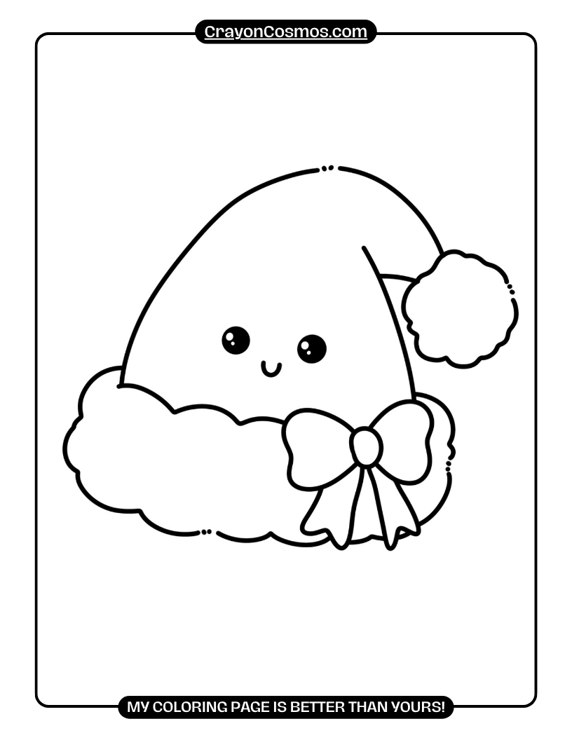 3.A-cute-Santa-hat-with-a-bow-Coloring-Pages