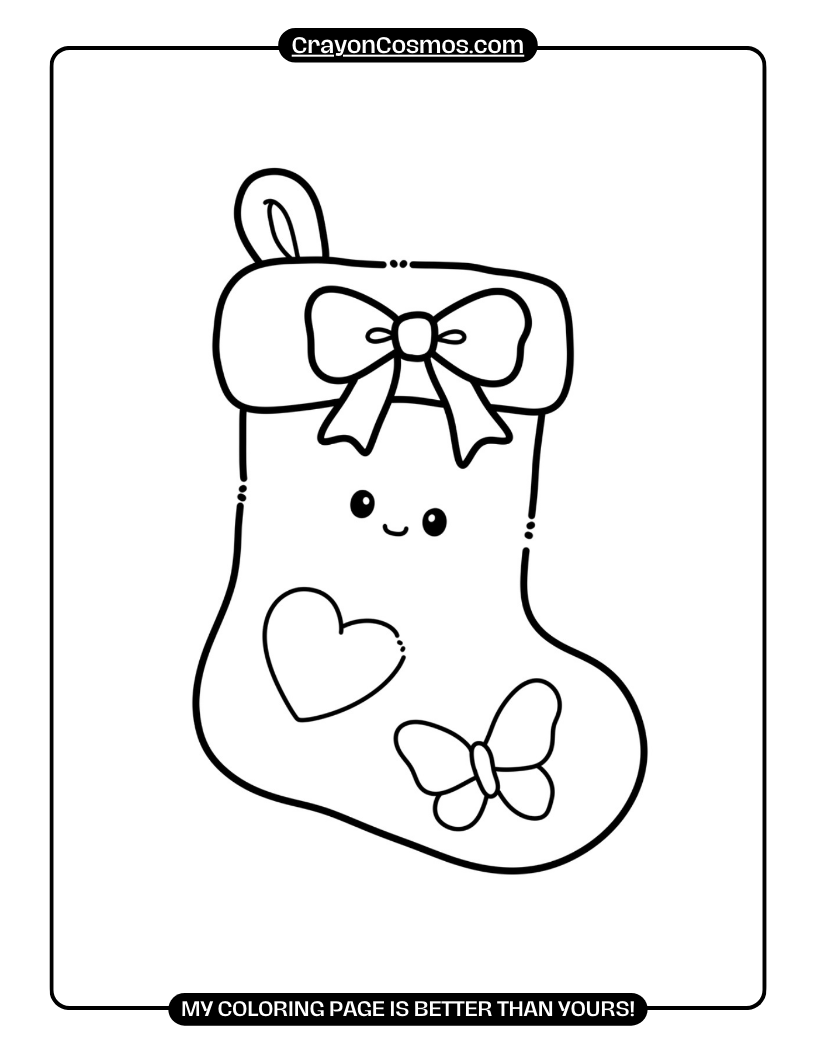 4.A-cute-Christmas-stocking-with-face-Coloring-Pages