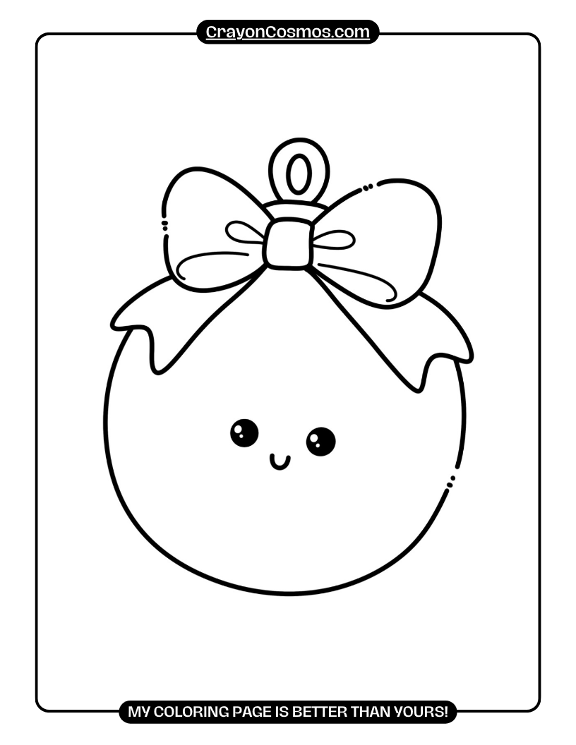 5.A-cute-Christmas-ornament-with-bow-Coloring-Pages
