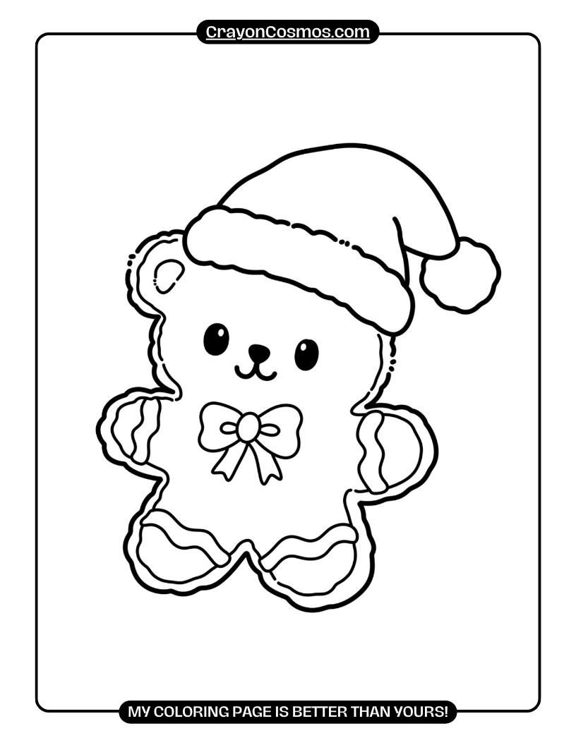 7.A-teddy-bear-with-Santa-hat-Coloring-Pages