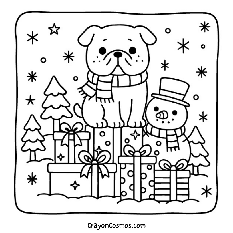 10.Bulldog-and-snowman-on-gifts
