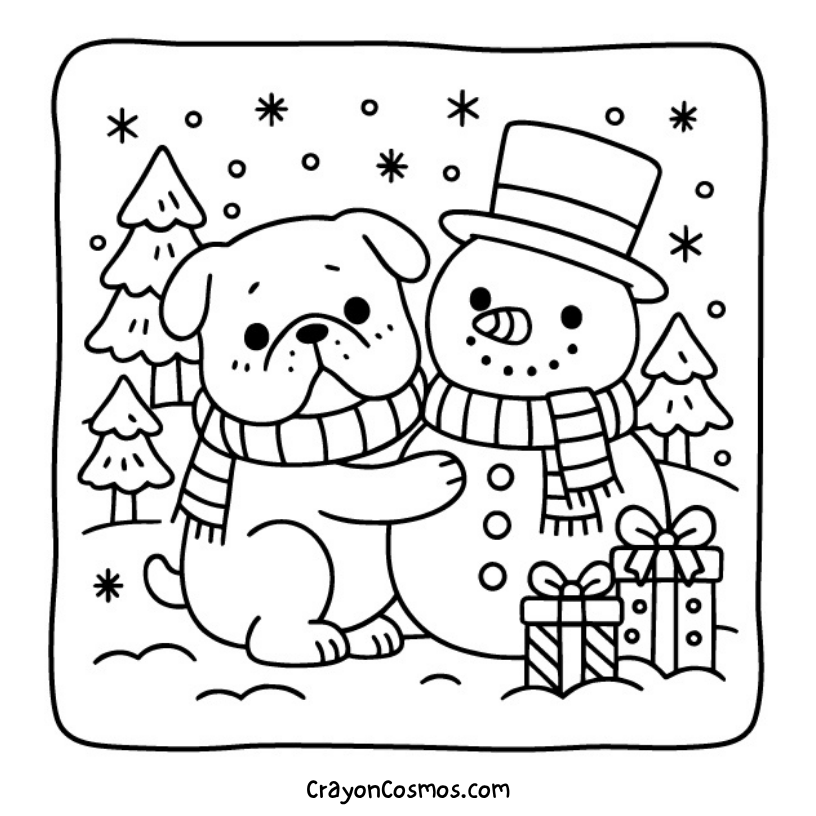 9.Bulldog-hugging-snowman