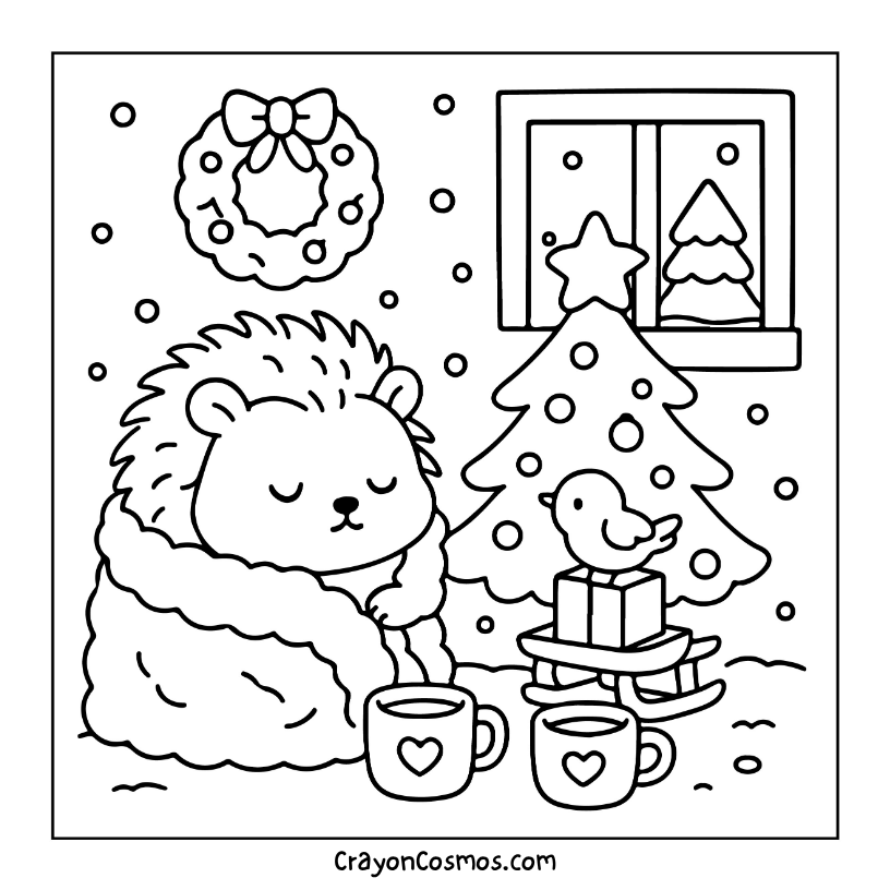 1.Hedgehog-drinking-cocoa-by-tree