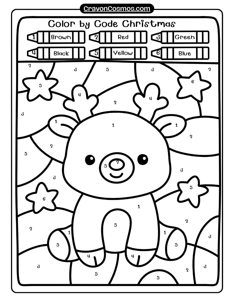 10.Reindeer-with-stars-coloring-by-number-page