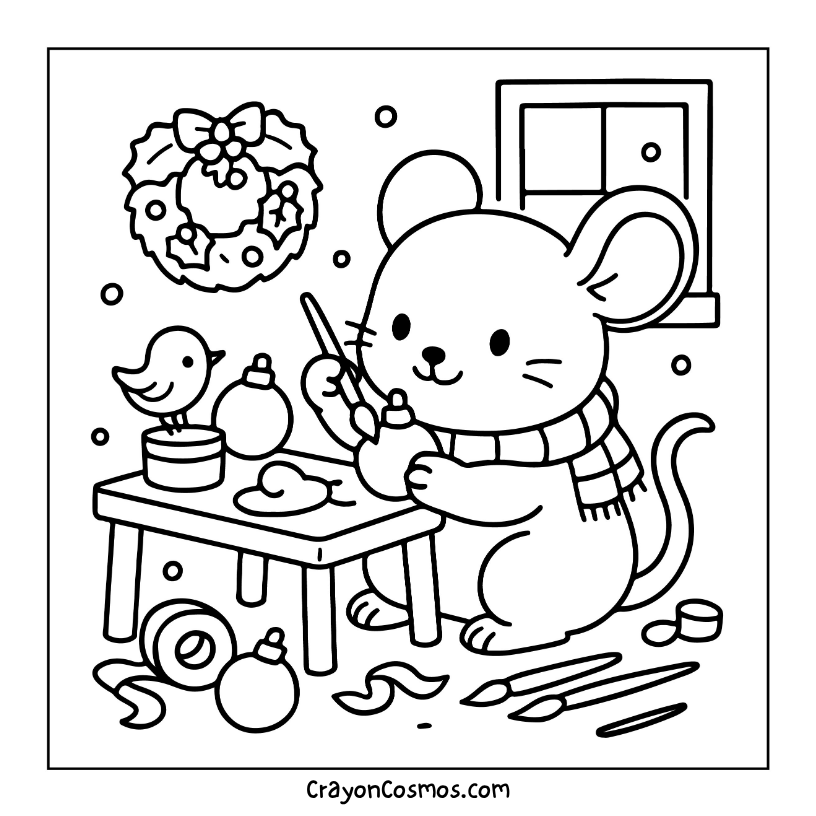 11.Mouse-decorating-ornaments-at-table
