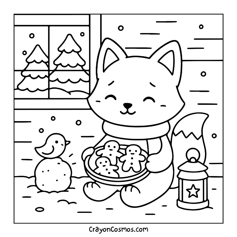 13.Fox-eating-gingerbread-with-lantern