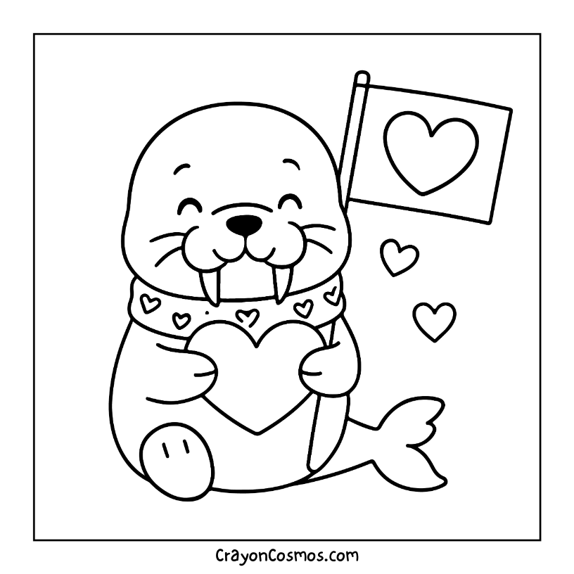 17.Walrus-holding-heart-and-flag