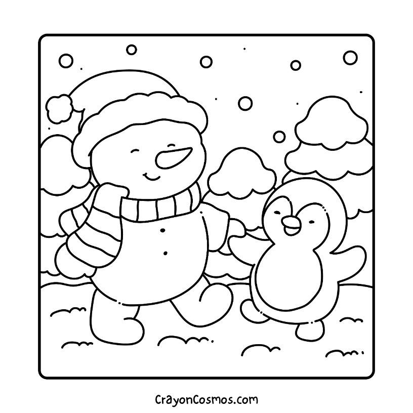18.Snowman-walking-with-penguin