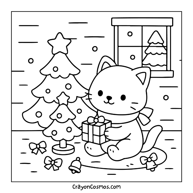 19.Cat-with-gift-by-tree