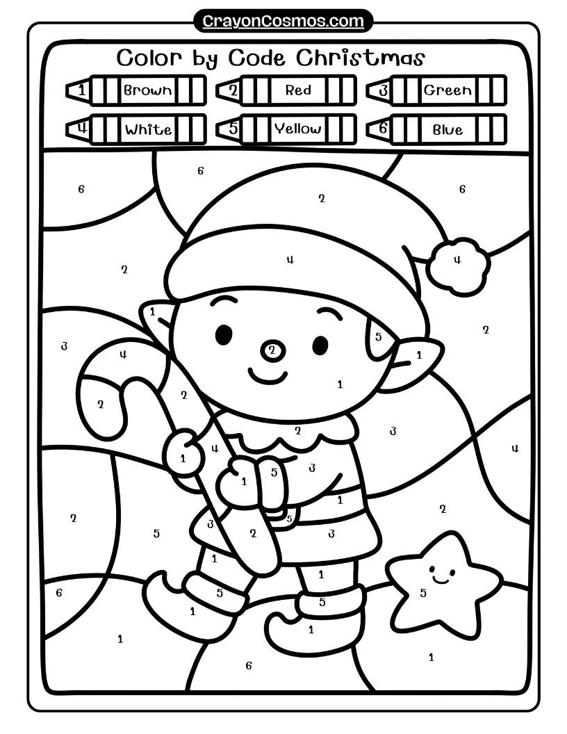 2.Elf-holding-candy-cane-coloring-by-number-page