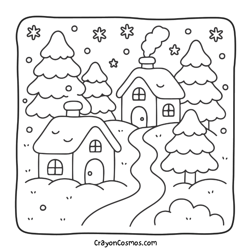 21.Snowy-village-with-two-houses