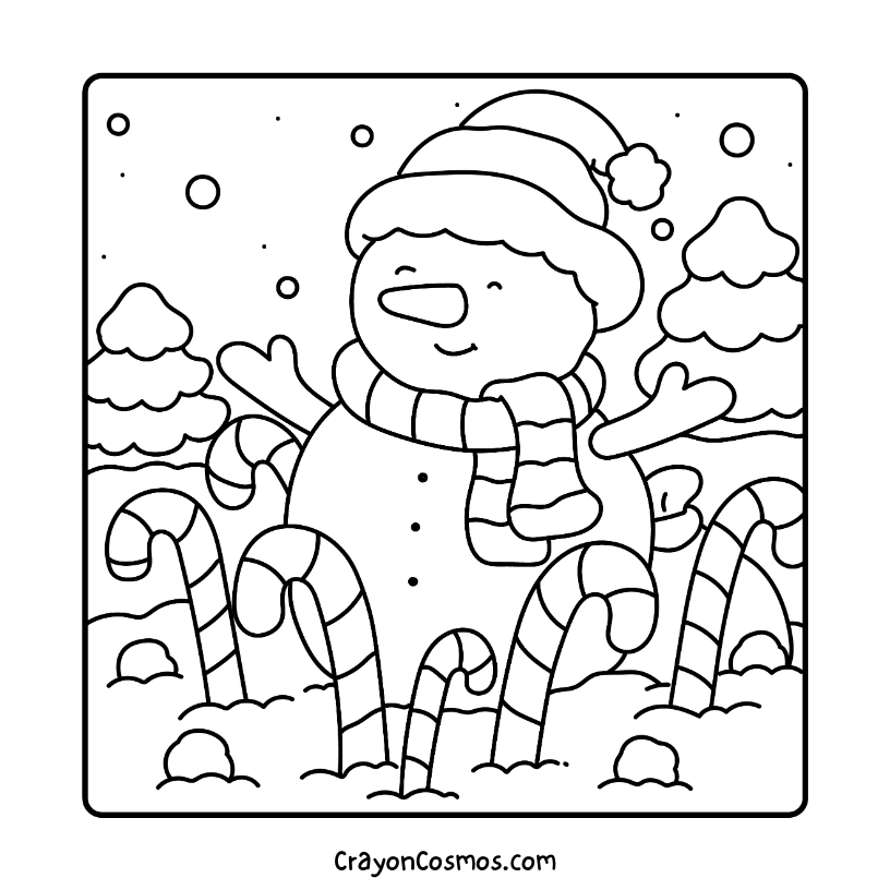 23.Snowman-surrounded-by-candy-canes