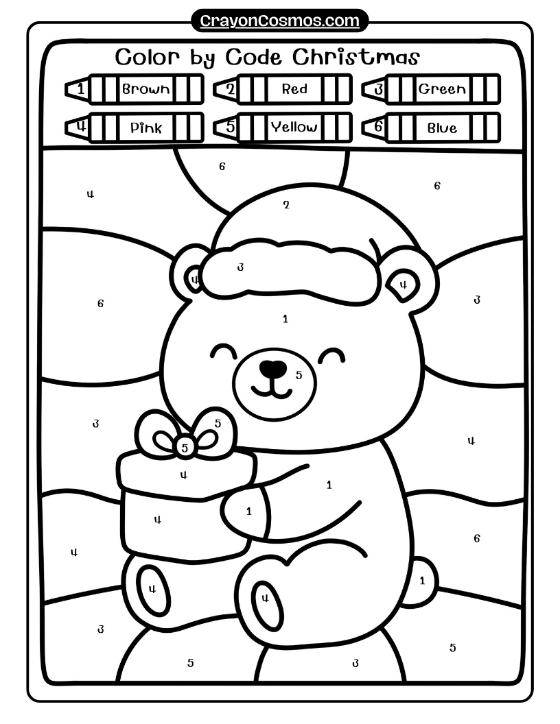 4.Bear-holding-gift-coloring-by-number-page