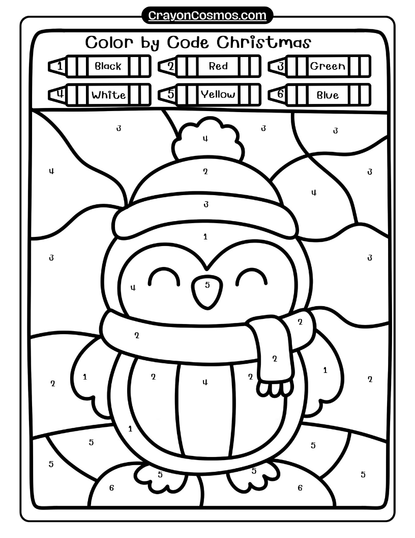 7.Penguin-wearing-hat-coloring-by-number-page