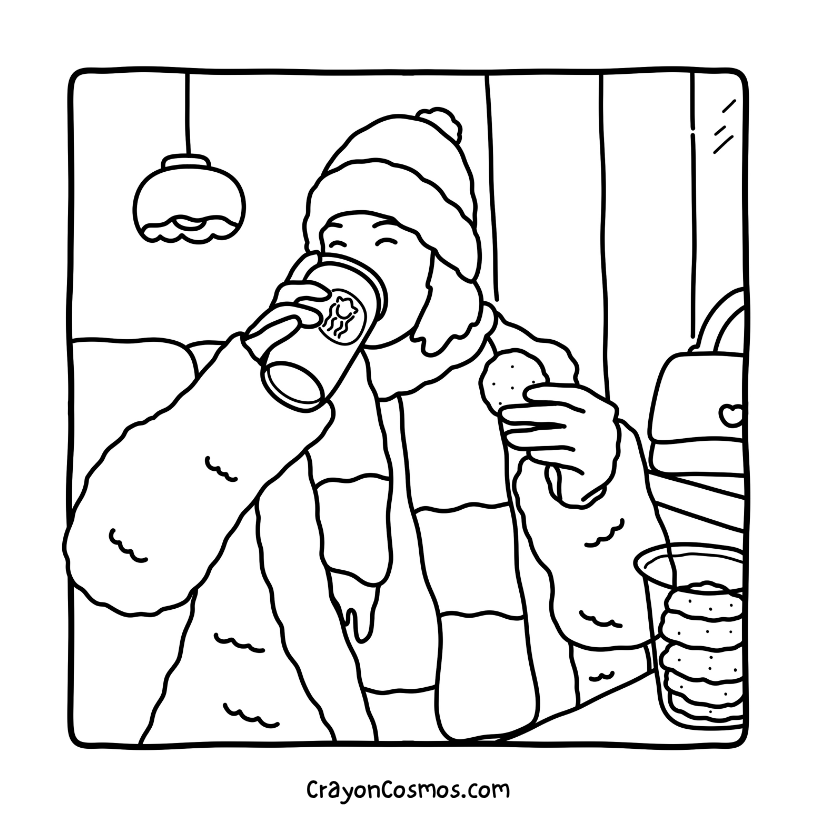 8.Cozy-Girl-drinking-coffee-and-eating
