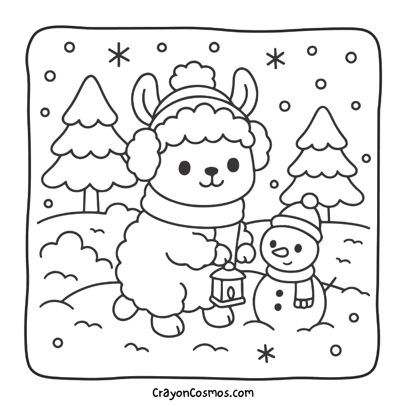 9.Sheep-with-snowman-and-lantern